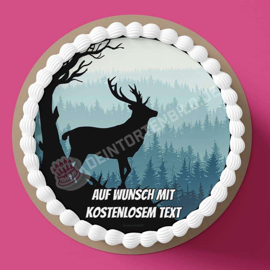 Motiv: Naturszene Hirsch Silhouette von Deintortenbild – Tortenaufleger, Tortenfoto, Tortenbild, personalisiert & individuell bei Deintortenbild.de