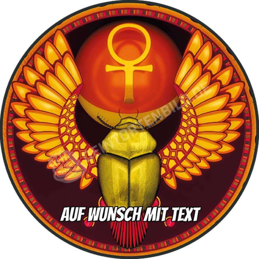 Motiv: Ägyptischer Skarabäus mit Ankh von Deintortenbild – Tortenaufleger, Tortenfoto, Tortenbild, personalisiert & individuell bei Deintortenbild.de