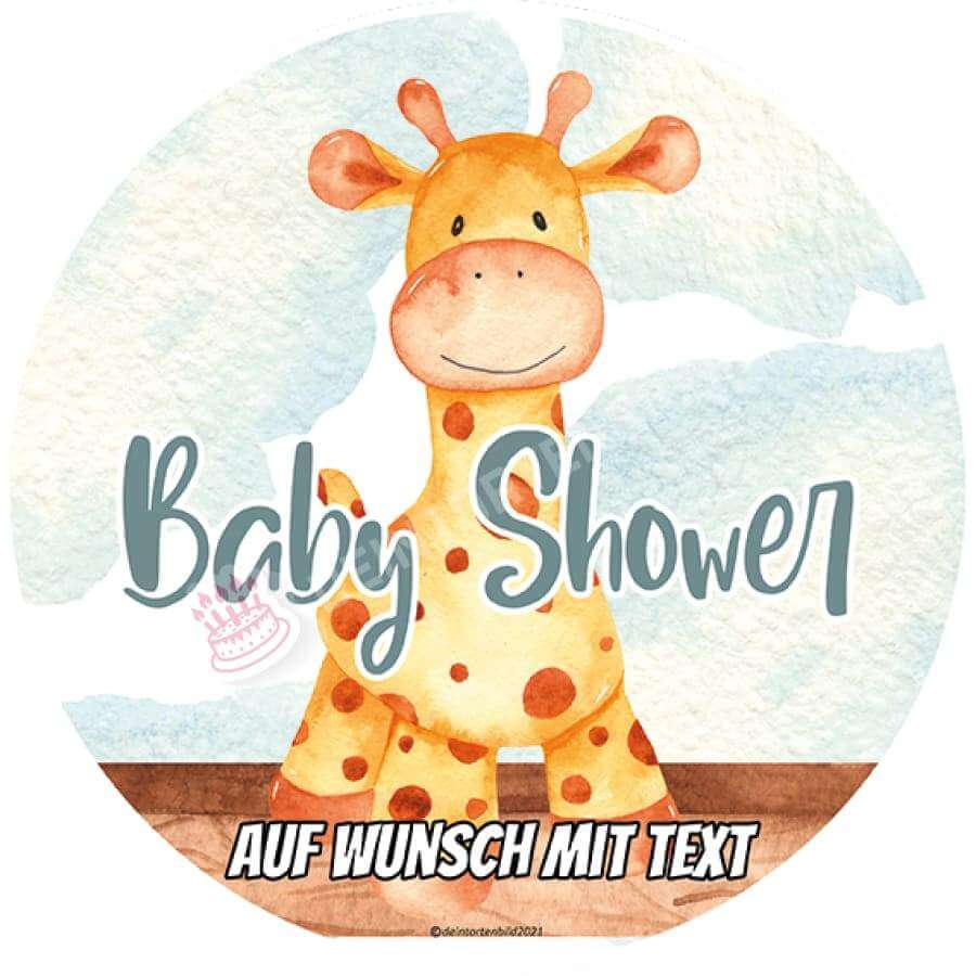 Motiv: Baby Shower - Plüschtier Giraffe - Deintortenbild.de Tortenaufleger aus Esspapier: Oblatenpapier, Zuckerpapier, Fondantpapier