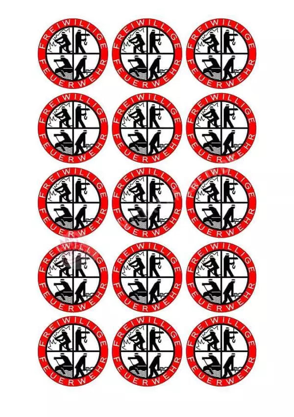 Muffinaufleger Motiv: Freiwillige Feuerwehr Logo Oblatenpapier / 15 Stück X 5Cm