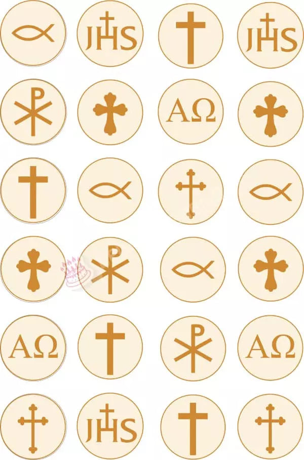 Muffinaufleger: Religion - Christliche Symbole Oblatenpapier / 24X4Cm Muffinaufleger