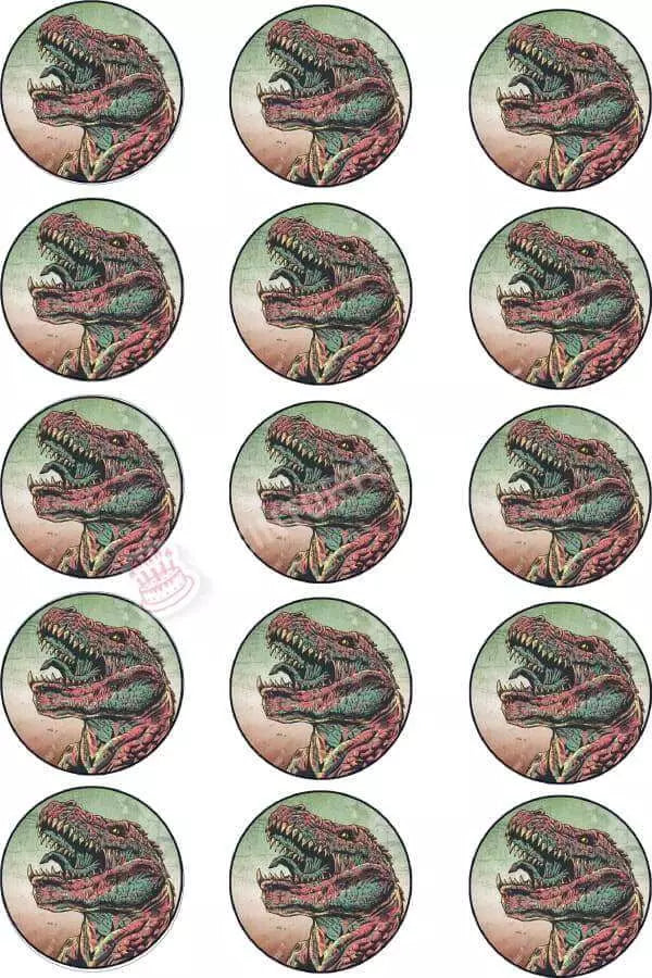 Muffinaufleger Motiv: Grüner Dinosaurier T-Rex Kopf Oblatenpapier / 15X5Cm