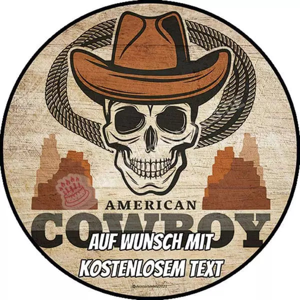 Motiv: Wilder Westen Logo Cowboy Schädel Tortenbild
