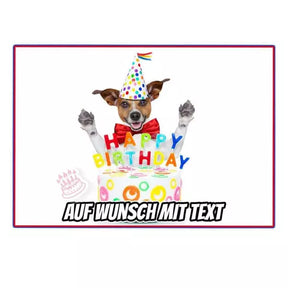 Rechteck Motiv: Geburtstag Hund - Deintortenbild.de Tortenaufleger aus Esspapier: Oblate, Zuckerpapier, Fondantpapier