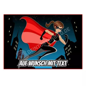 Rechteck Motiv: Superwoman Held - Deintortenbild.de Tortenaufleger aus Esspapier: Oblate, Zuckerpapier, Fondantpapier