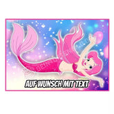 Rechteck Motiv: Mermaid Pink - Deintortenbild.de Tortenaufleger aus Esspapier: Oblate, Zuckerpapier, Fondantpapier