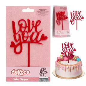 Dekora Cake Topper Love You - rot.