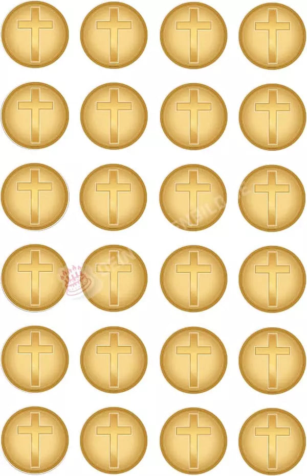 Muffinaufleger Motiv: Goldenes Kreuz Oblatenpapier / 24X4Cm