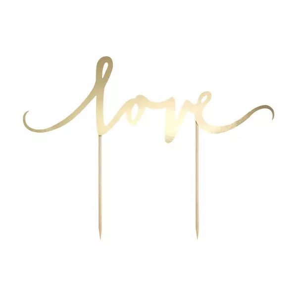 PARTYDECO CAKE TOPPER LOVE- GOLD.