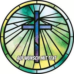 Motiv: Taufe / Kommunion Kreuz Mosaik Oblatenpapier Green Tortenbild