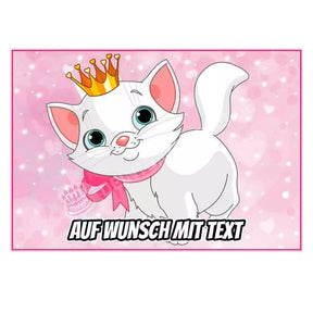 Rechteck Motiv: Katze Prinzessin - Deintortenbild.de Tortenaufleger aus Esspapier: Oblate, Zuckerpapier, Fondantpapier
