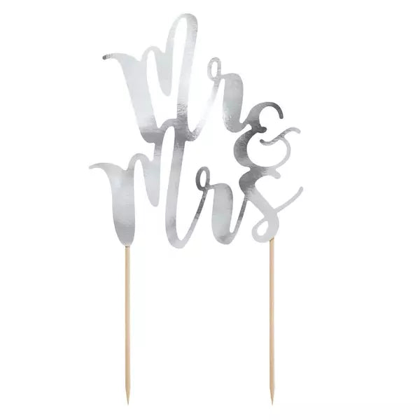 PARTY DECO CAKE TOPPER WEDDING - MR. & MRS. SILVER.
