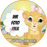 Fotomotiv: Löwe mit rosa Schleifchen - Deintortenbild.de Tortenaufleger aus Esspapier: Oblatenpapier, Zuckerpapier, Fondantpapier