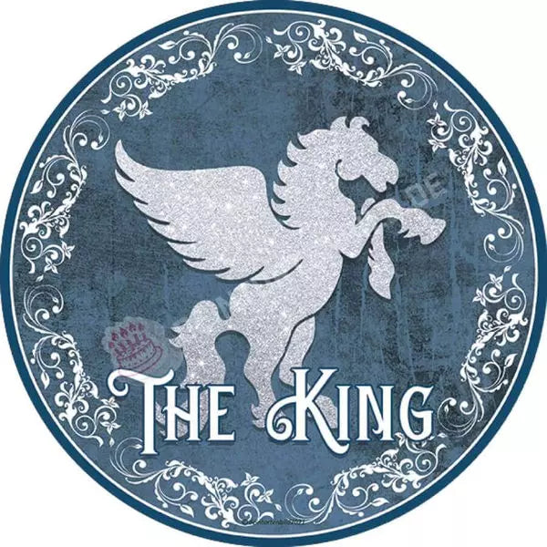 Motiv: Wappen Tier - Pegasus Silber Glitzer Oblatenpapier / The King Tortenbild