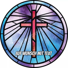 Motiv: Taufe / Kommunion Kreuz Mosaik Oblatenpapier Blue Tortenbild