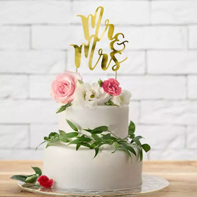 PartyDeco Cake Topper Mr & Mrs - gold - Deintortenbild.de Tortenaufleger aus Esspapier: Default Title