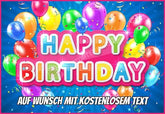 Rechteck Motiv: Happy Birthday blau / pink - Deintortenbild.de Tortenaufleger aus Esspapier: Oblatenpapier, Zuckerpapier, Fondantpapier