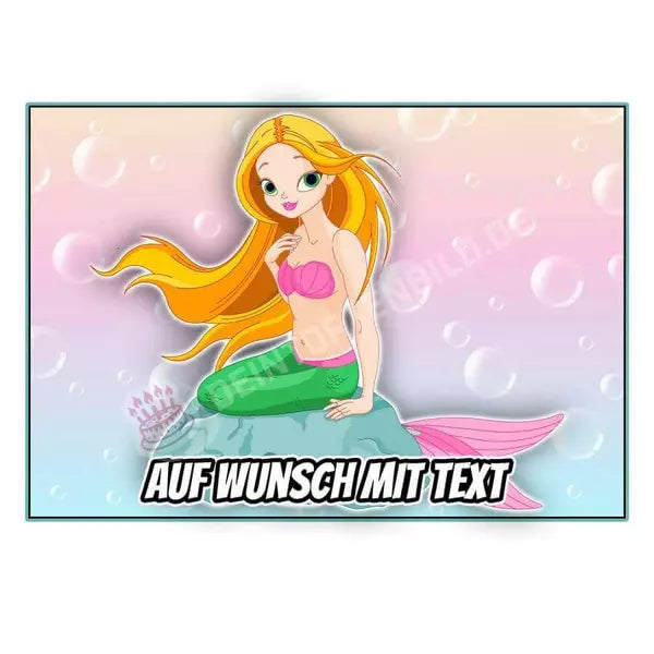 Rechteck Motiv: Mermaid blond - Deintortenbild.de Tortenaufleger aus Esspapier: Oblate, Zuckerpapier, Fondantpapier