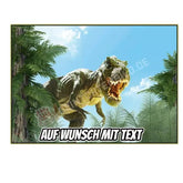 Rechteck Motiv: Dinosaurier TRex - Deintortenbild.de Tortenaufleger aus Esspapier: Oblate, Zuckerpapier, Fondantpapier