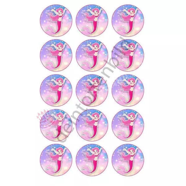 Muffinaufleger Motiv: Meerjungfrau Pink Oblate / 15X5Cm