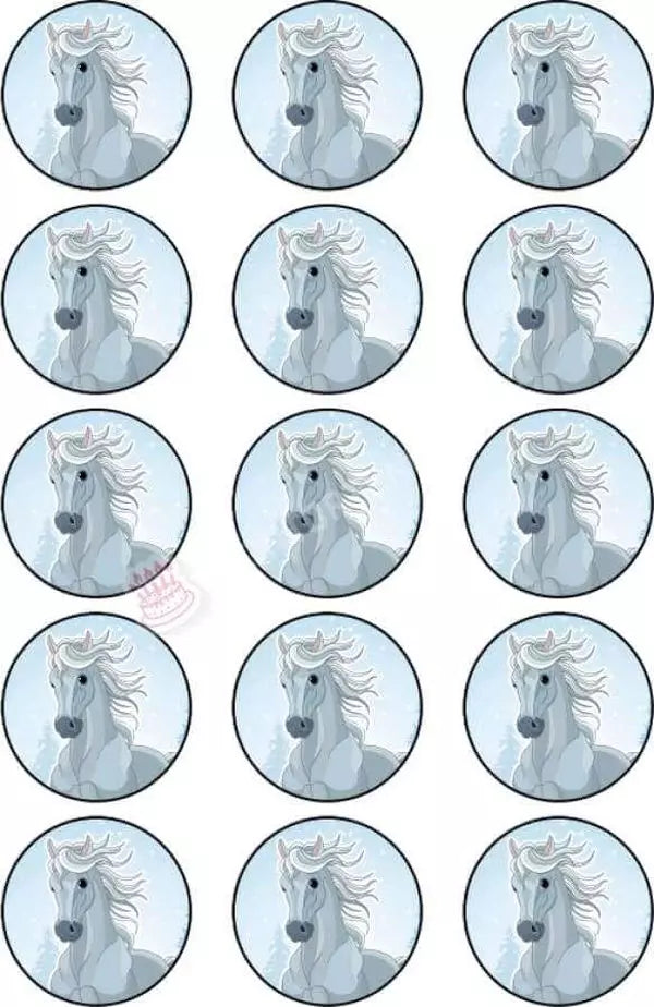 Muffinaufleger Motiv: Blau-Graues Pferd (15x5cm) - Deintortenbild.de Tortenaufleger aus Esspapier: Oblatenpapier, Zuckerpapier, Fondantpapier