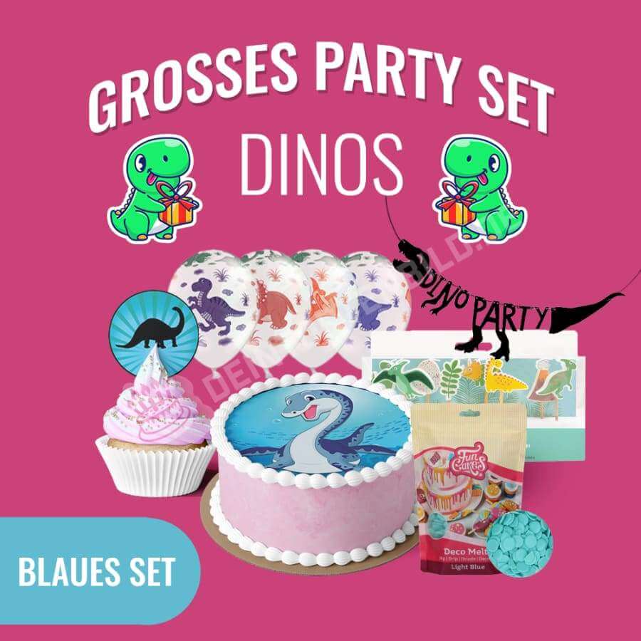Großes Party Set - DINOS - Deintortenbild.de Tortenaufleger aus Esspapier: Grünes Set, Rotes Set, Blaues Set
