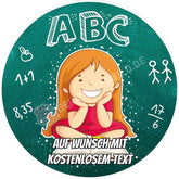 Motiv: "ABC" Schulstart Mädchen (Version2) - Deintortenbild.de Tortenaufleger aus Esspapier: Oblatenpapier, Zuckerpapier, Fondantpapier