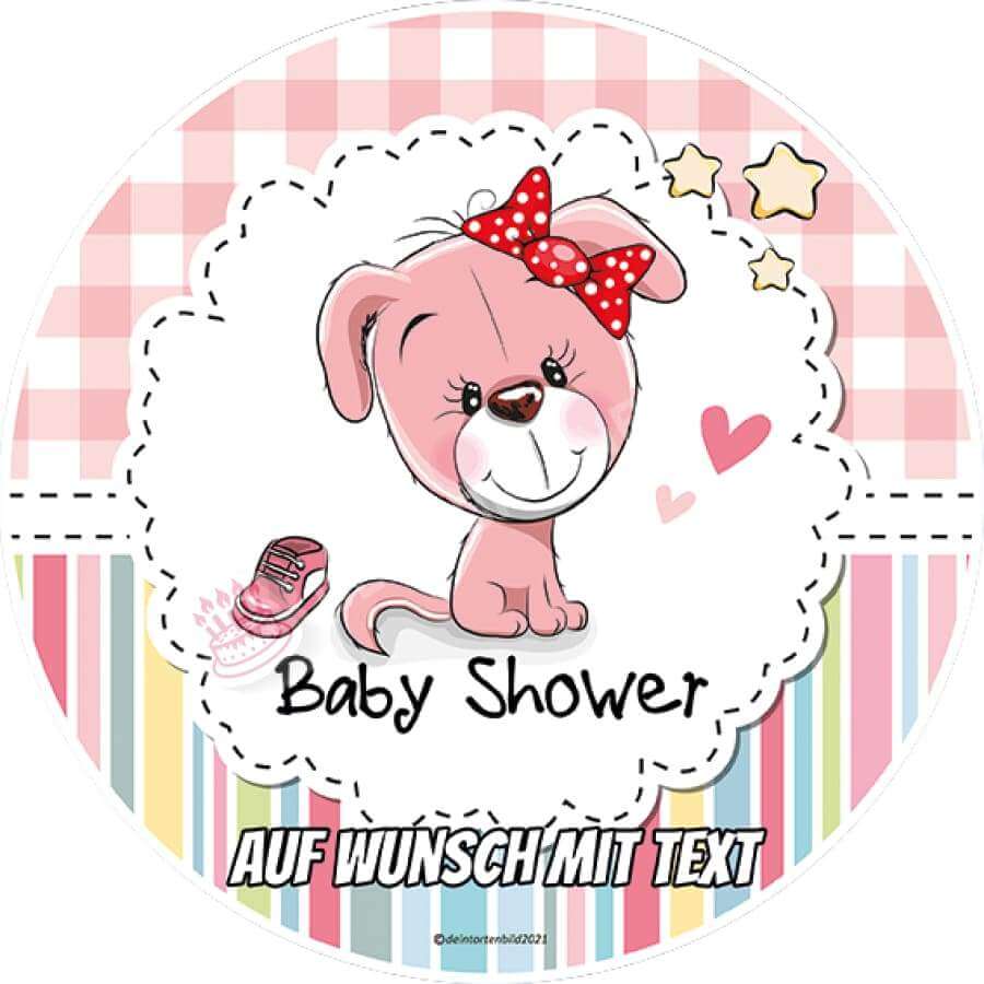 Motiv: Babyshower Hund rosa - Deintortenbild.de Tortenaufleger aus Esspapier: Oblatenpapier, Zuckerpapier, Fondantpapier