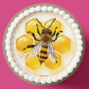Motiv: Biene auf Honigwaben - Deintortenbild.de Tortenaufleger aus Esspapier: Oblatenpapier, Zuckerpapier, Fondantpapier