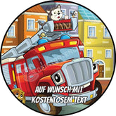 Motiv: Cartoon Feuerwehrauto Tortenbild