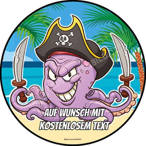 Motiv: Cartoon Oktopus Pirat Tortenbild