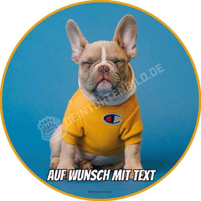 Motiv: Franz. Bulldogge Im Gelben Outfit Tortenbild