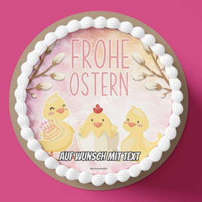 Motiv: Frohe Ostern - Kücken Tortenbild