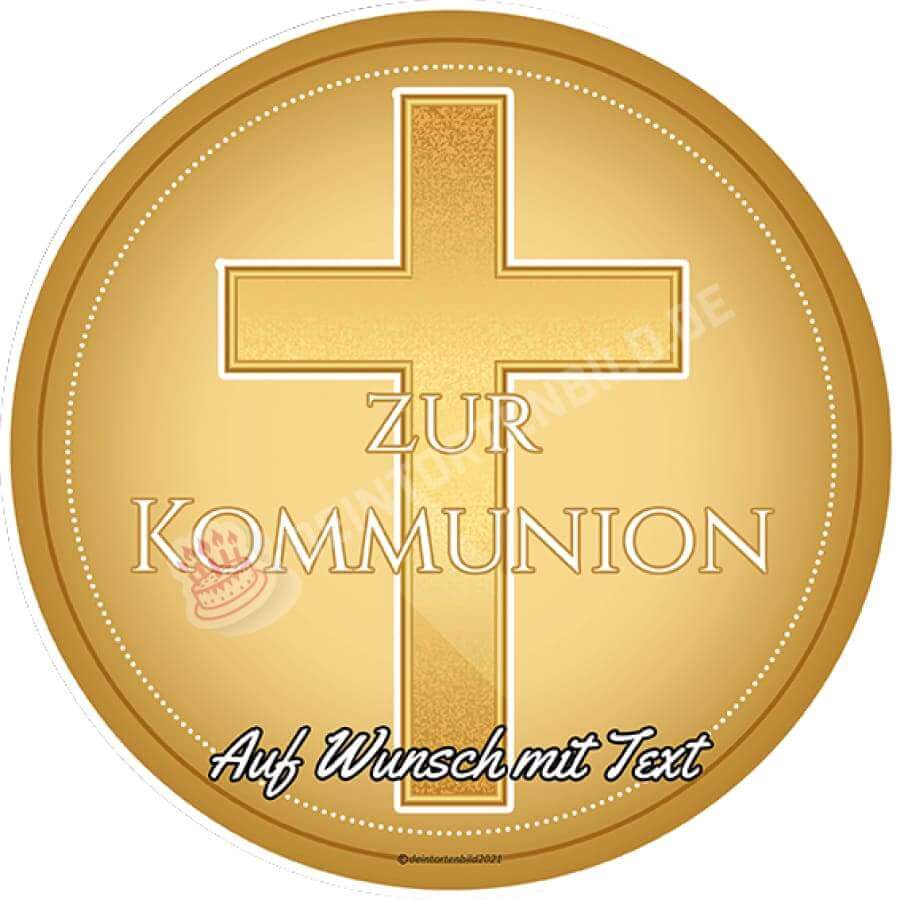 Motiv: Goldenes Kreuz Oblatenpapier / Zur Kommunion Tortenbild