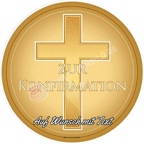 Motiv: Goldenes Kreuz Oblatenpapier / Zur Konfirmation Tortenbild