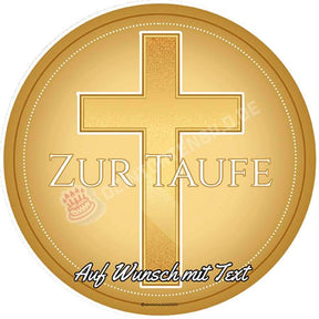 Motiv: Goldenes Kreuz Oblatenpapier / Zur Taufe Tortenbild