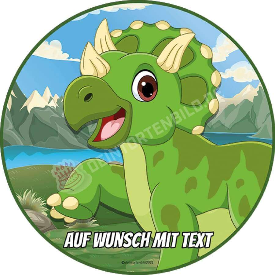 Motiv: Grüner Triceratops Dino Tortenbild