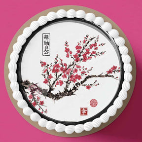 Motiv: Japanische Kirschblüten - Deintortenbild.de Tortenaufleger aus Esspapier: Oblatenpapier, Zuckerpapier, Fondantpapier
