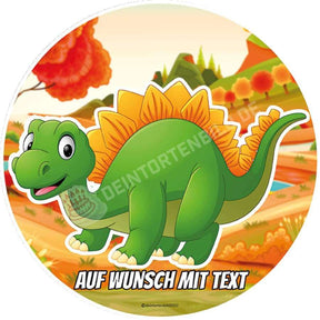 Motiv: Kleiner grüner Dino - Stegosaurus - Deintortenbild.de Tortenaufleger aus Esspapier: Oblatenpapier, Zuckerpapier, Fondantpapier