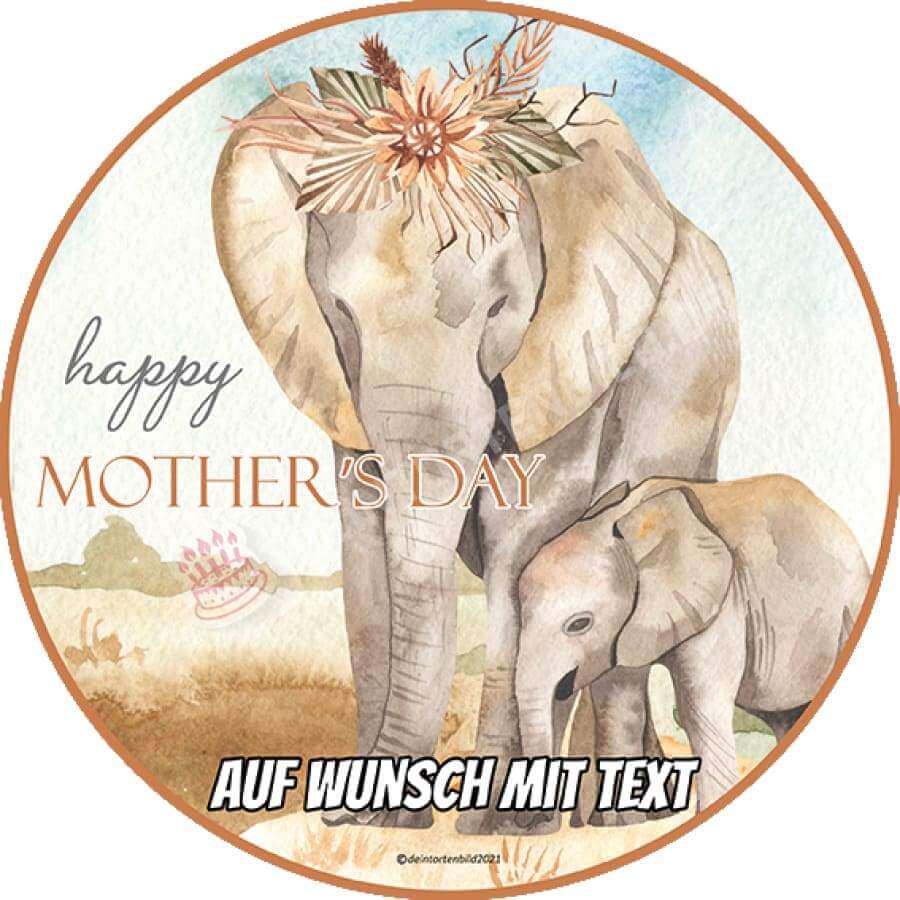 Motiv: Muttertag - Elefanten Tortenbild