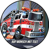 Motiv: Rasendes Feuerwehrauto - Deintortenbild.de Tortenaufleger aus Esspapier: Oblatenpapier, Zuckerpapier, Fondantpapier